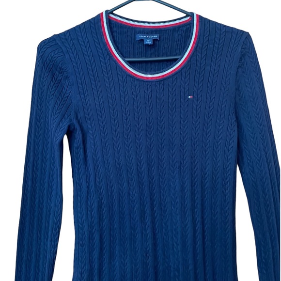 Tommy Hilfiger Women’s Cable Knit Navy Blue Scoop Neck Sweater Size SP - Picture 3 of 10